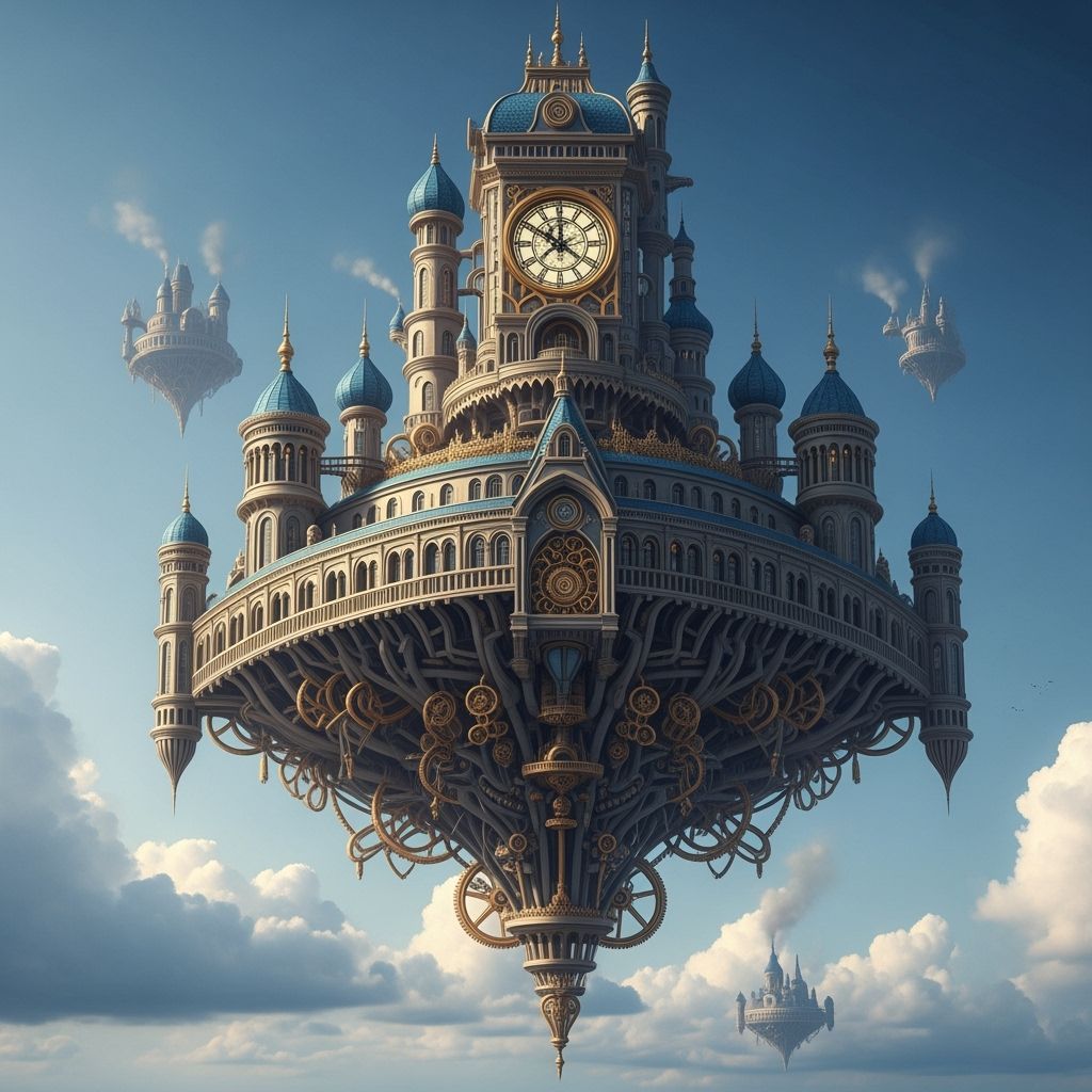 Clockwork Castle in the Sky: A Steampunk Vision