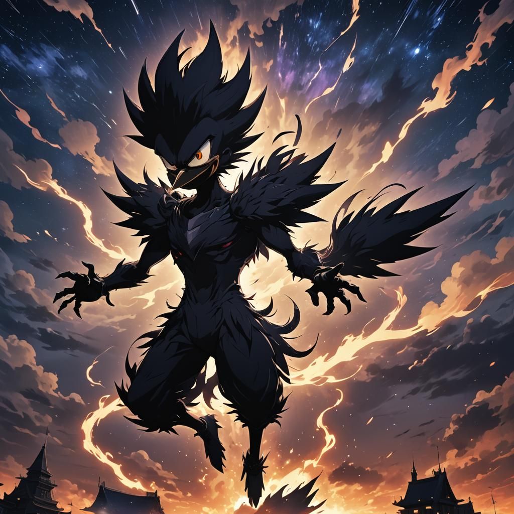 Tokoyami in Dynamic Cel-Shaded Anime Style