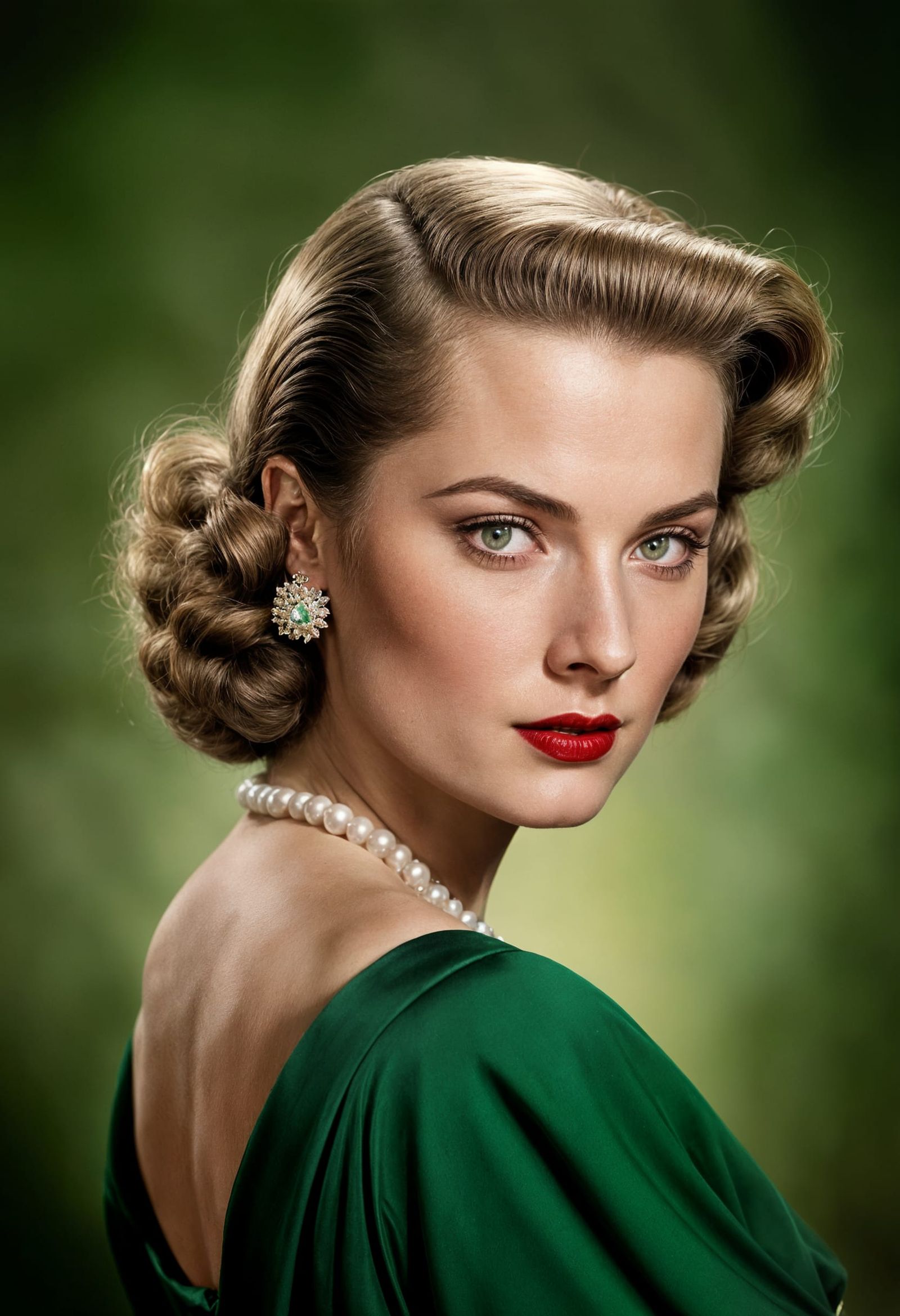 1940s Glamour Portrait with Victory Roll Hairstyle