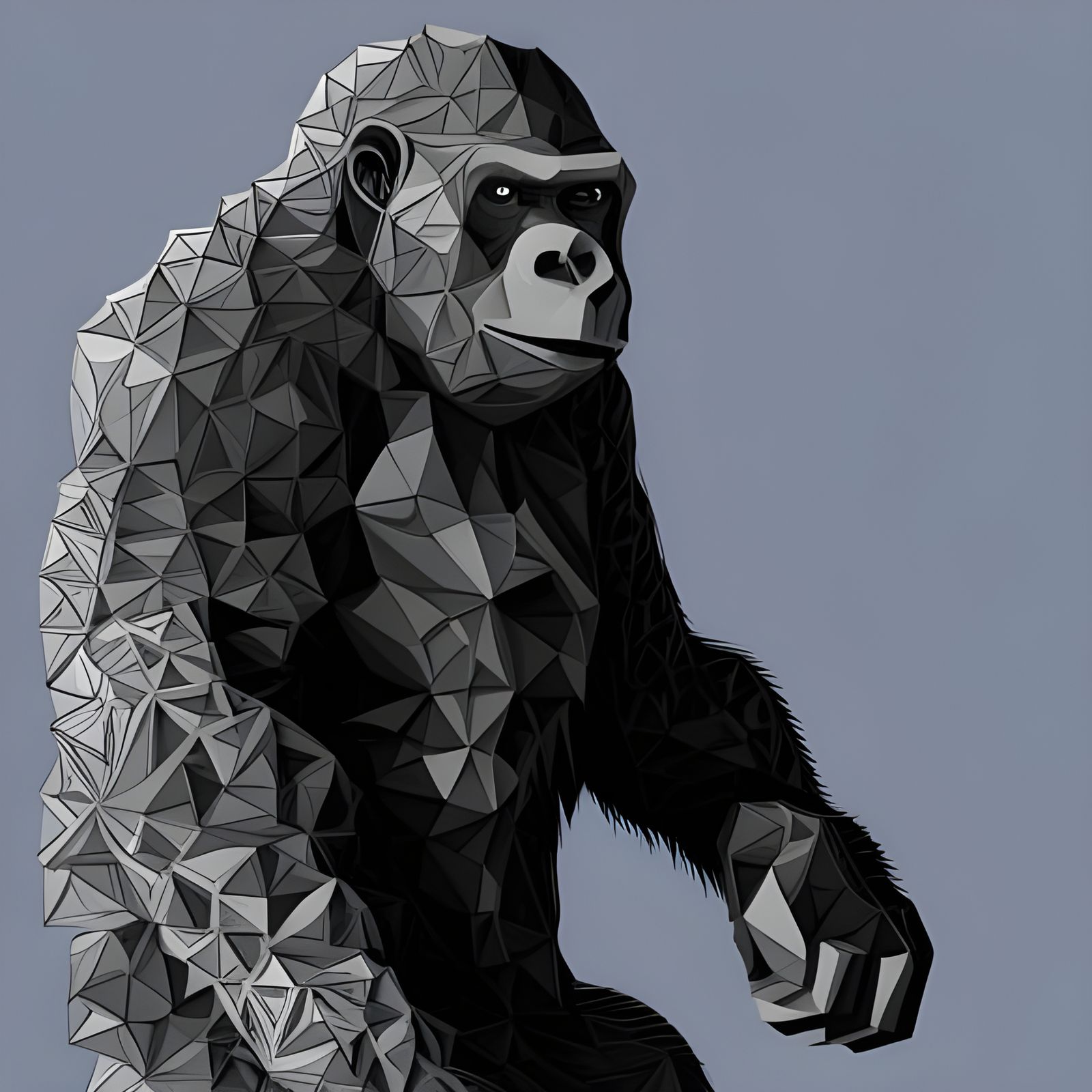 Geometric Gorilla with Abstract Vector Fractal Design