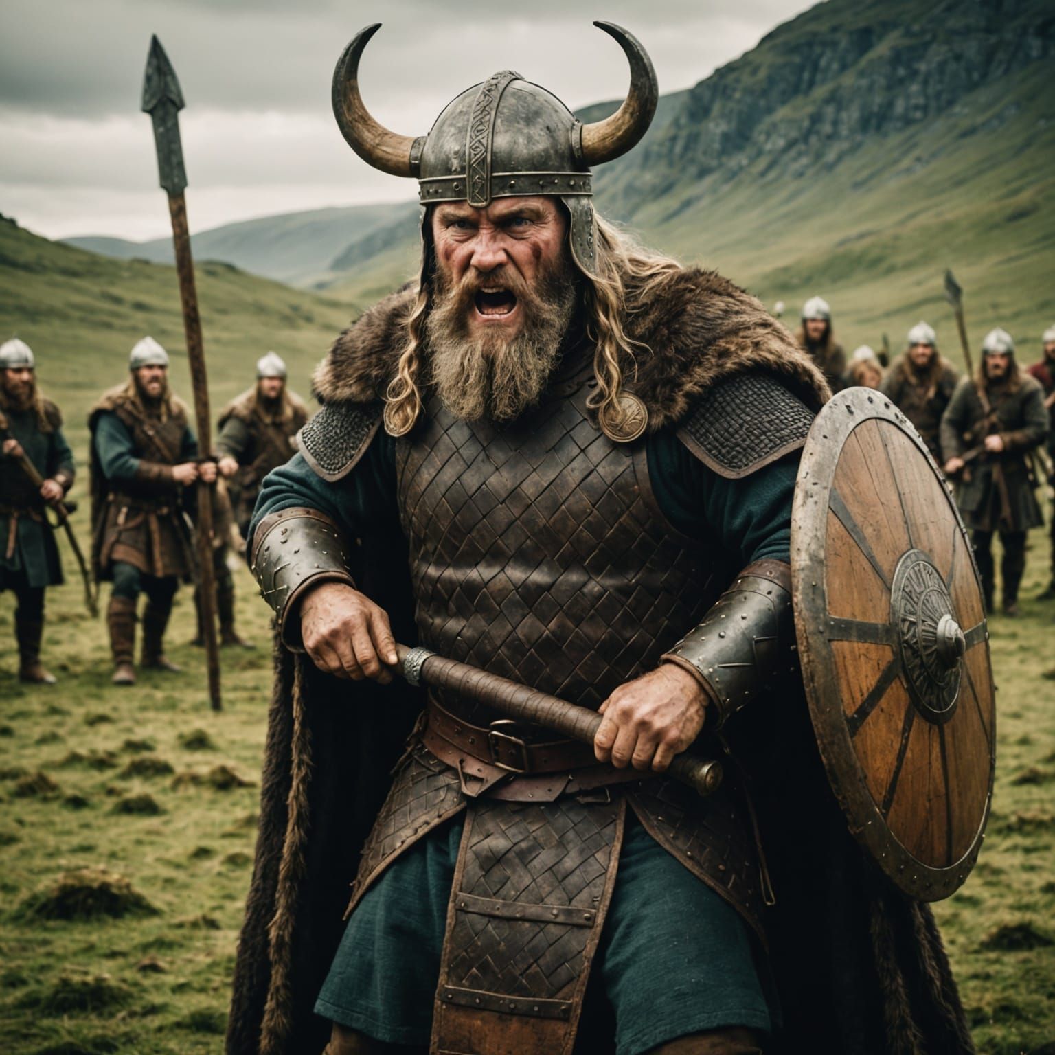 Viking Warrior in Fierce Battle Cry
