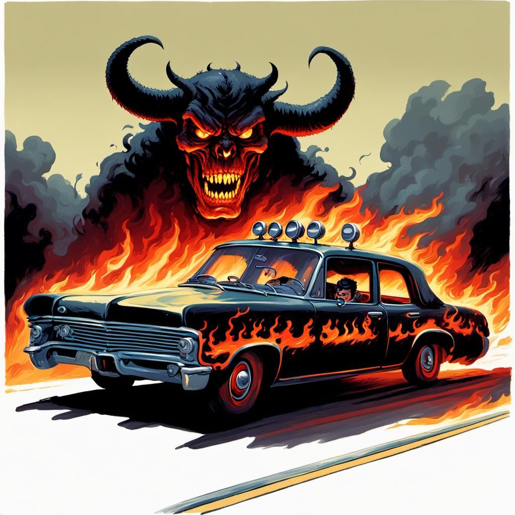 Infernal Car on Highway to Hell, Sinister Art
