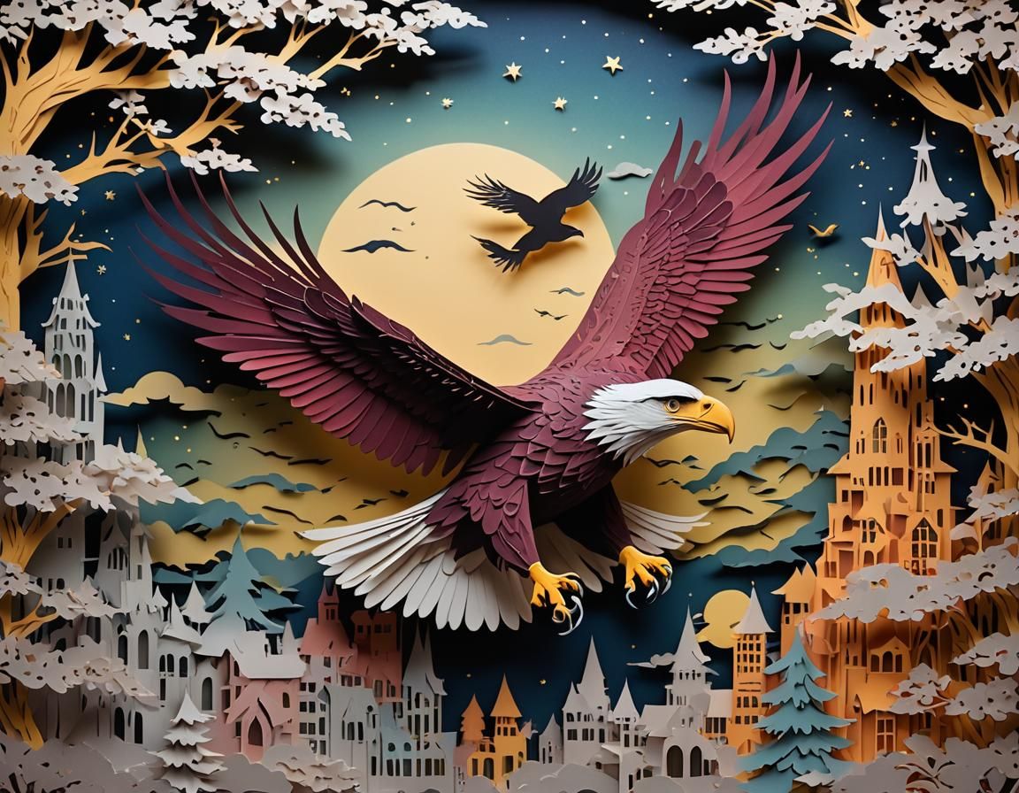 Eagle over the City - Kirigami