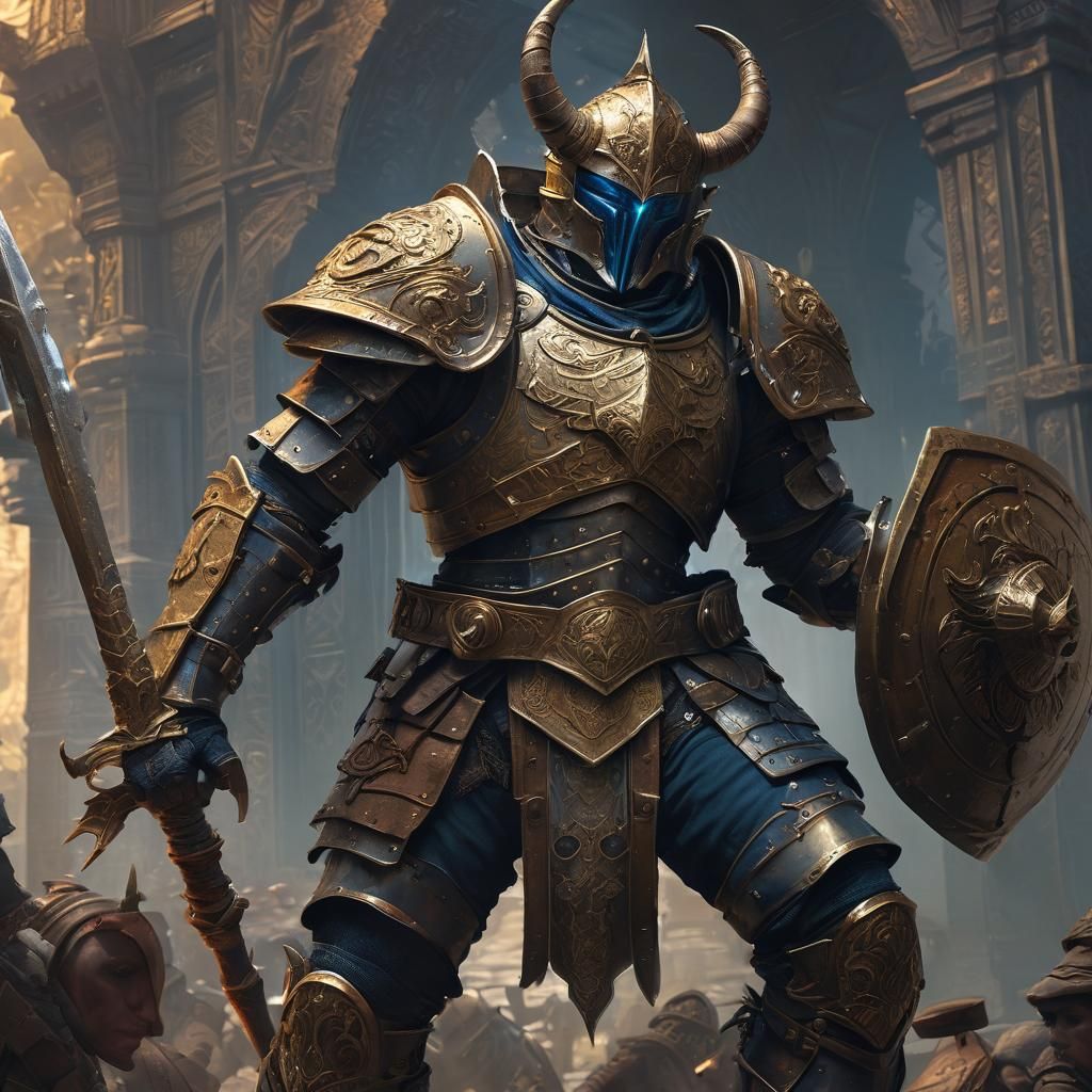 Armored Warrior with Warhammer in Fantasy Art