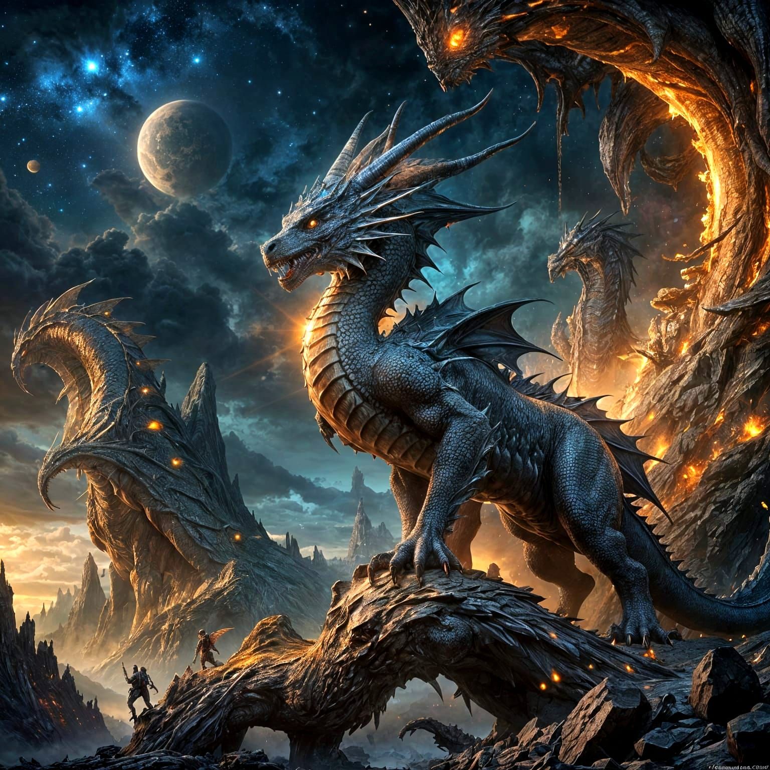 Obsidian Dragon Guards Celestial Gateway in Epic Matte Paint...