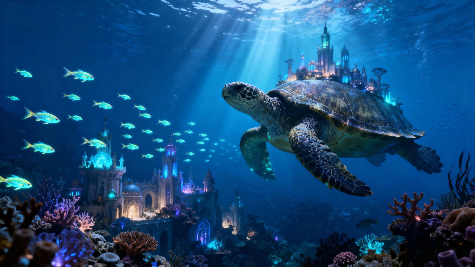 Underwater Kingdom with Giant Tortoise City