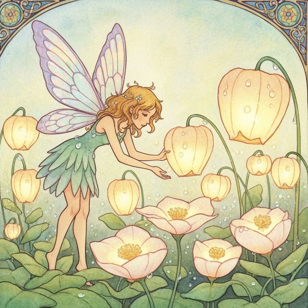 Bioluminescent Garden Fairy in Watercolor Style