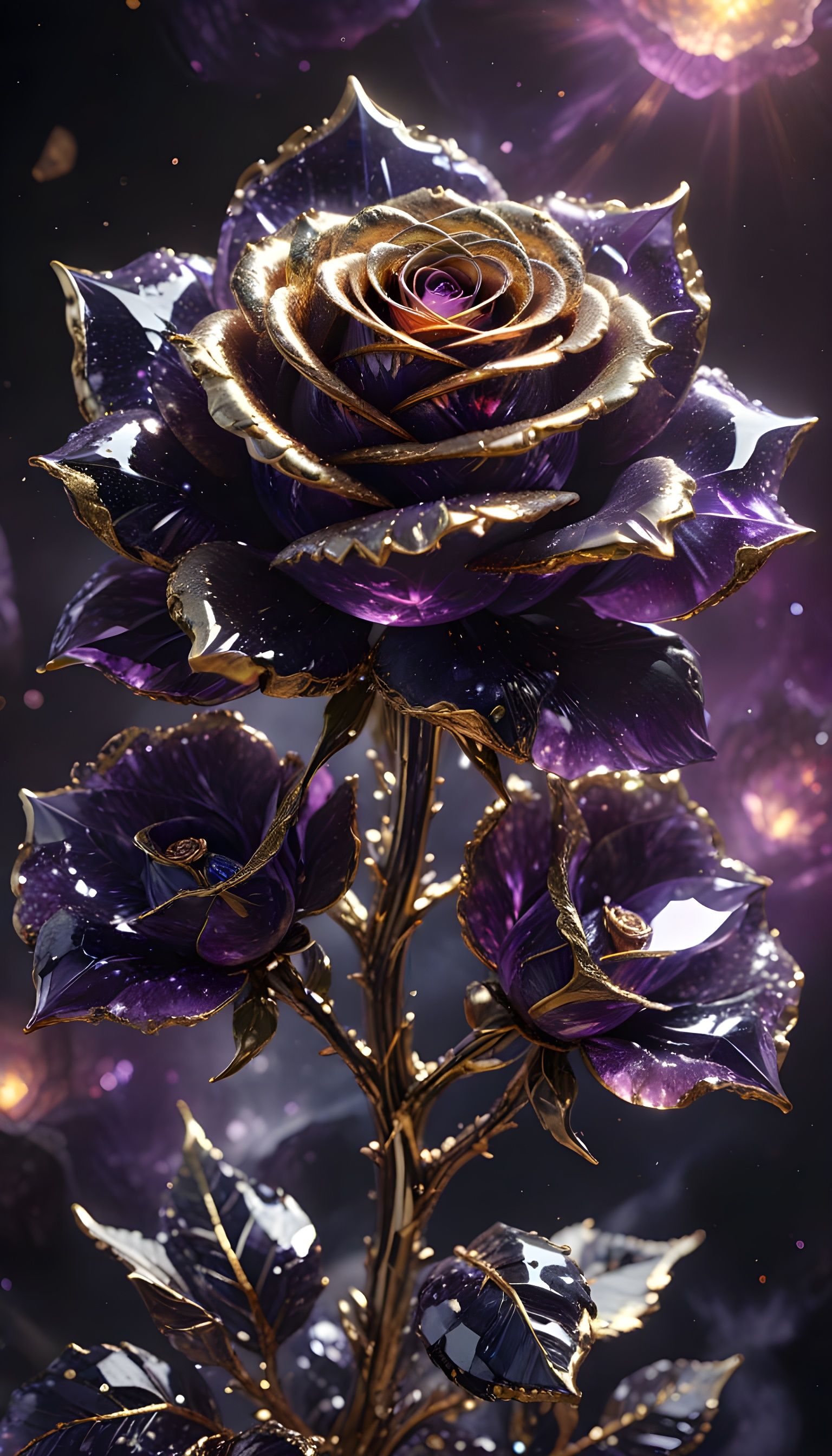 Epic Crystal Rose in Golden Vignette