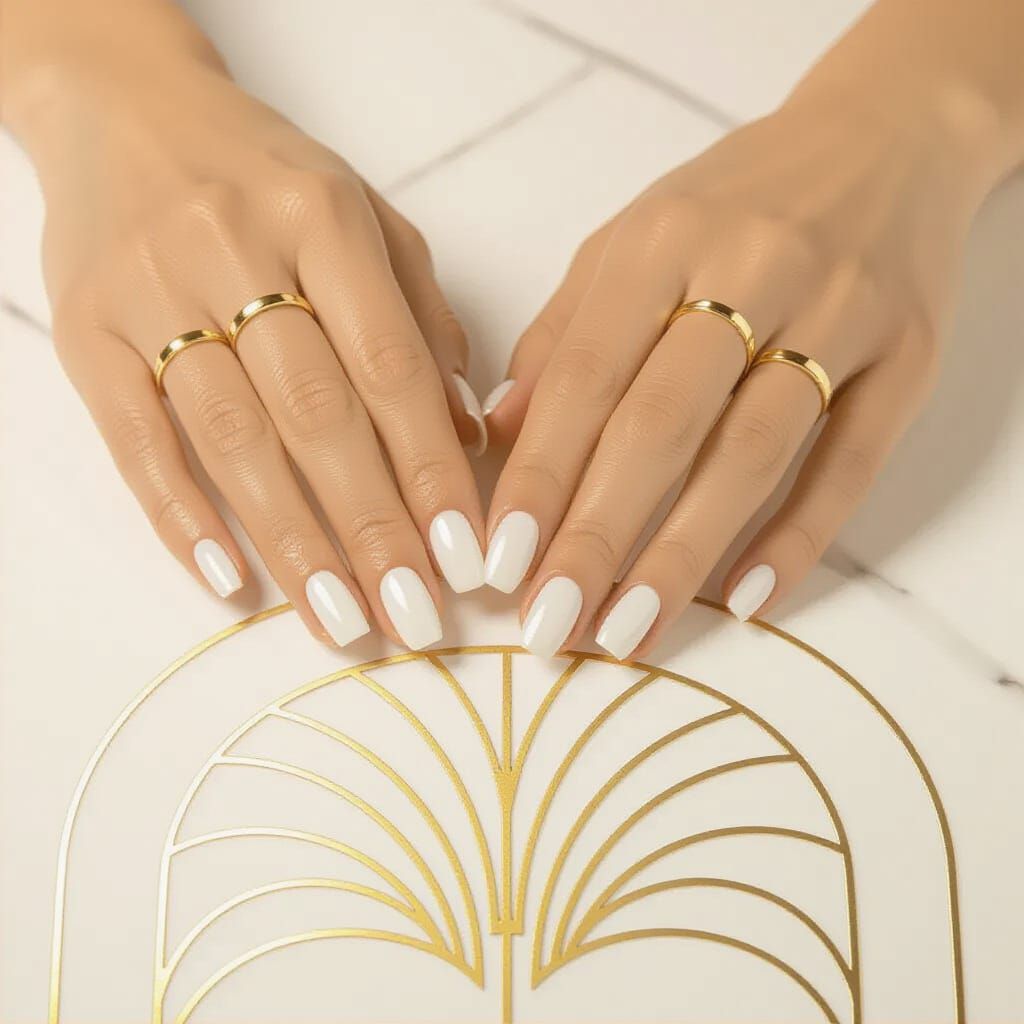 Elegant Art Deco Nail Art with Gold Arches