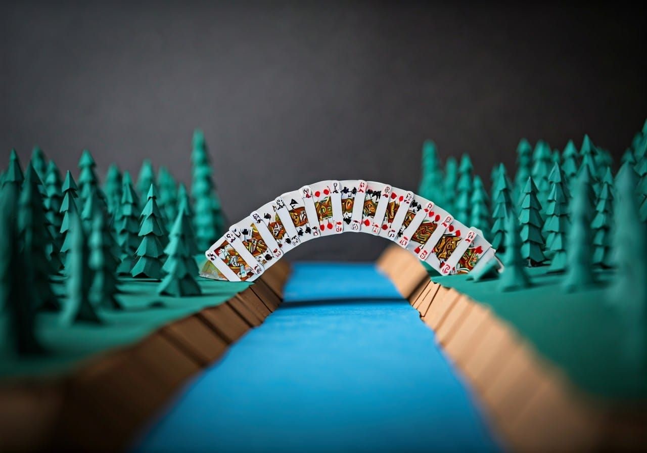 Ethereal Paper Waterway with Majestic Cardboard Bridge