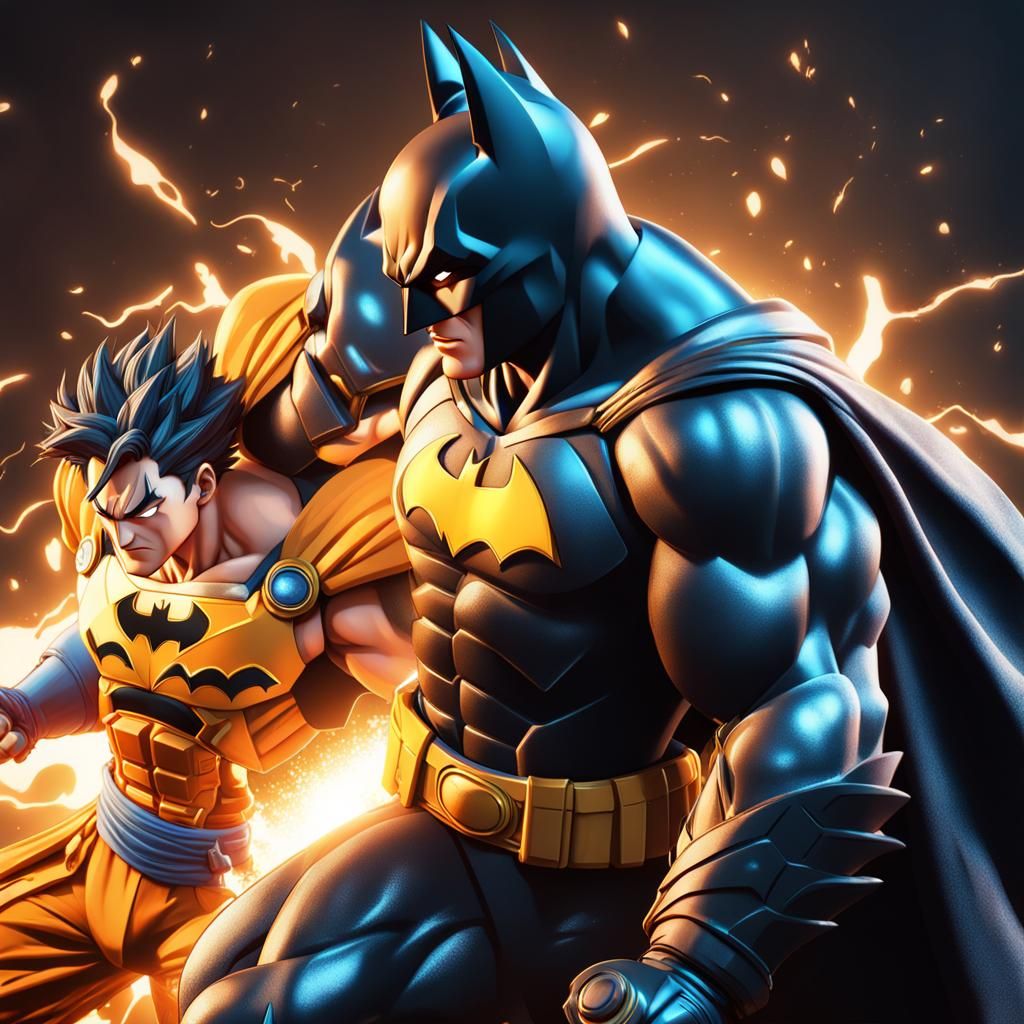 Batman and Goku Fusion as 3D Digital Art