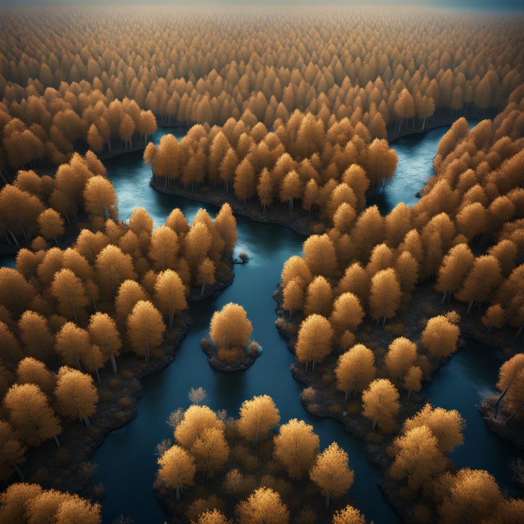 Aerial Sea of Birch Trees: Fantasy Concept Art