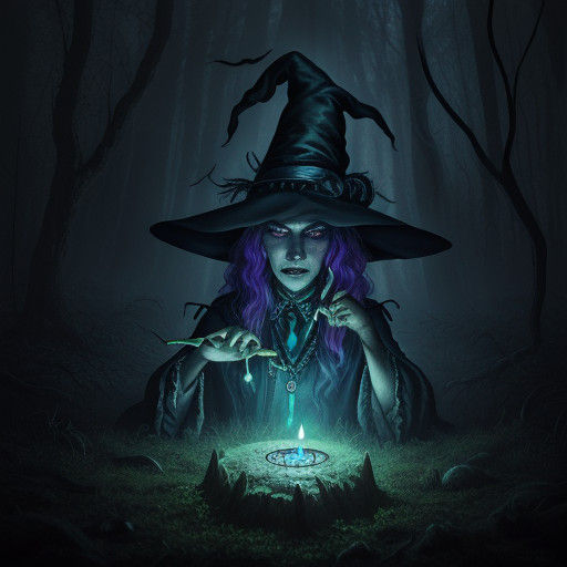 Surrealist Witch Cuts Through Mystical Forest in Macabre Oil...