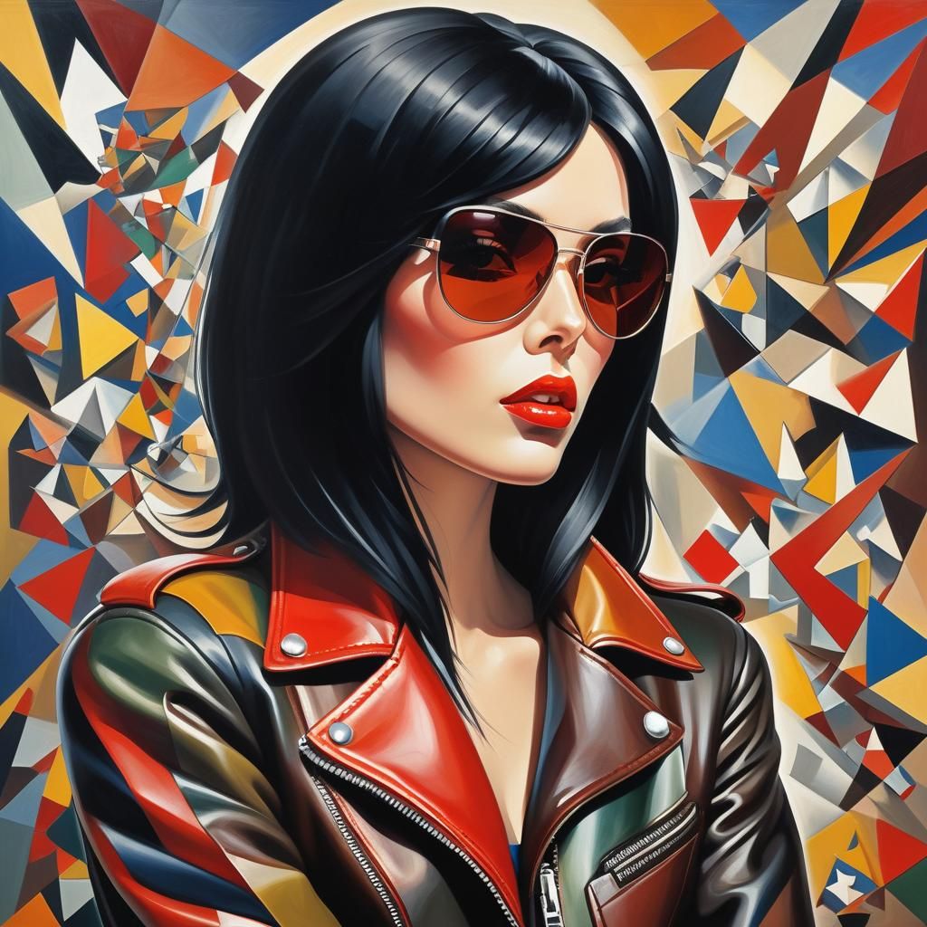 Beautiful Rock Star in Abstract Cubism Style