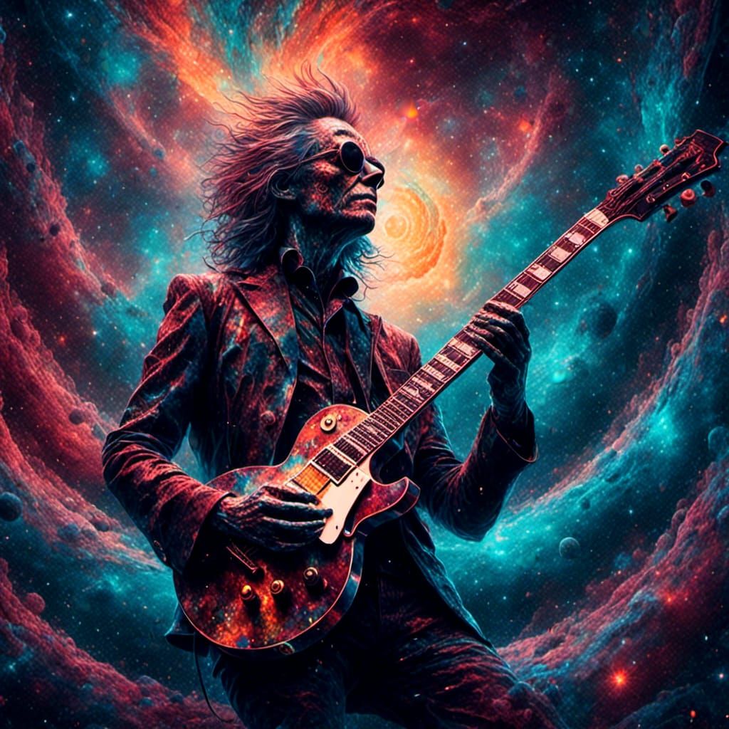 Melting Les Paul Guitar in Hallucinatory Space Trip
