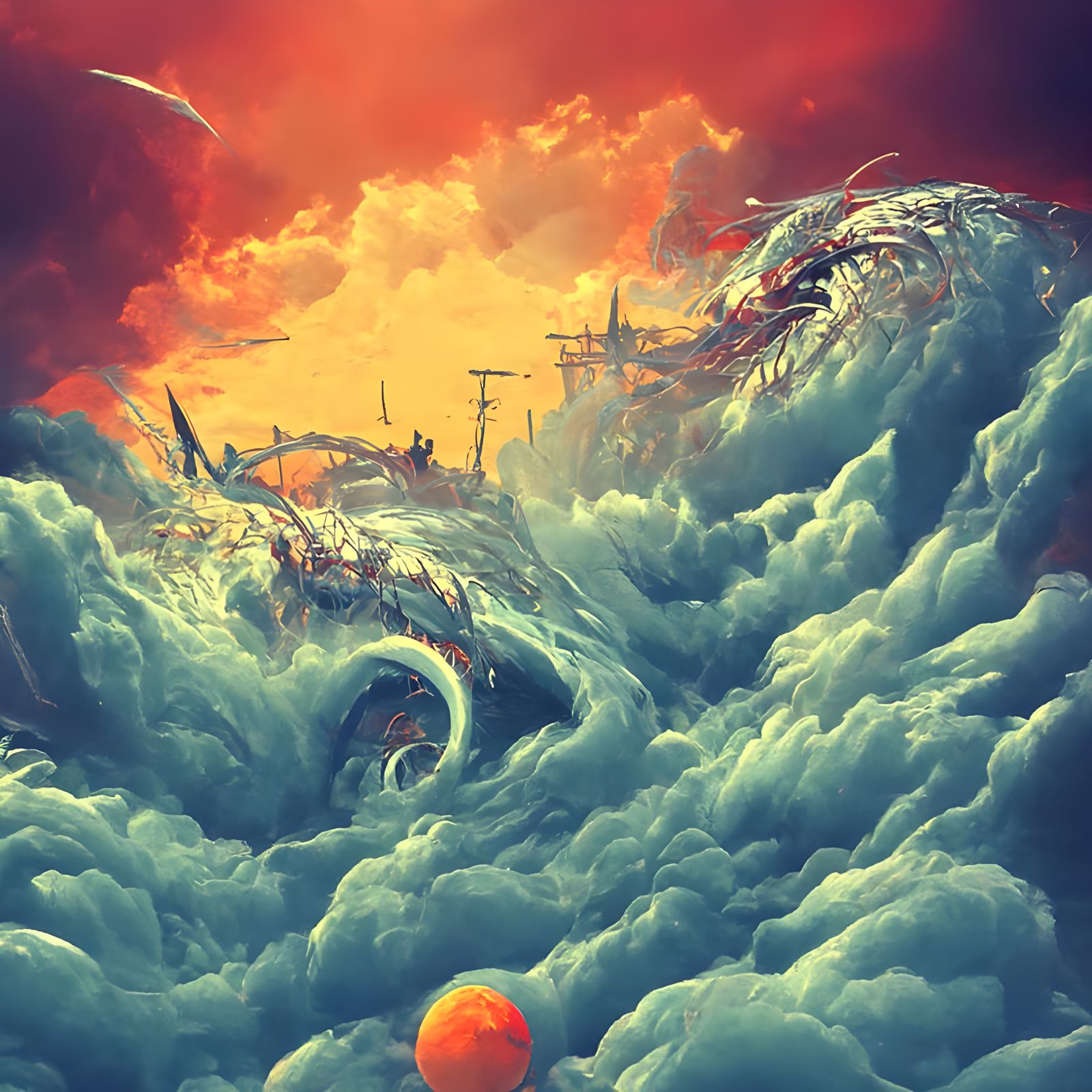 Wrathful Ocean Maelstrom in Digital Illustration