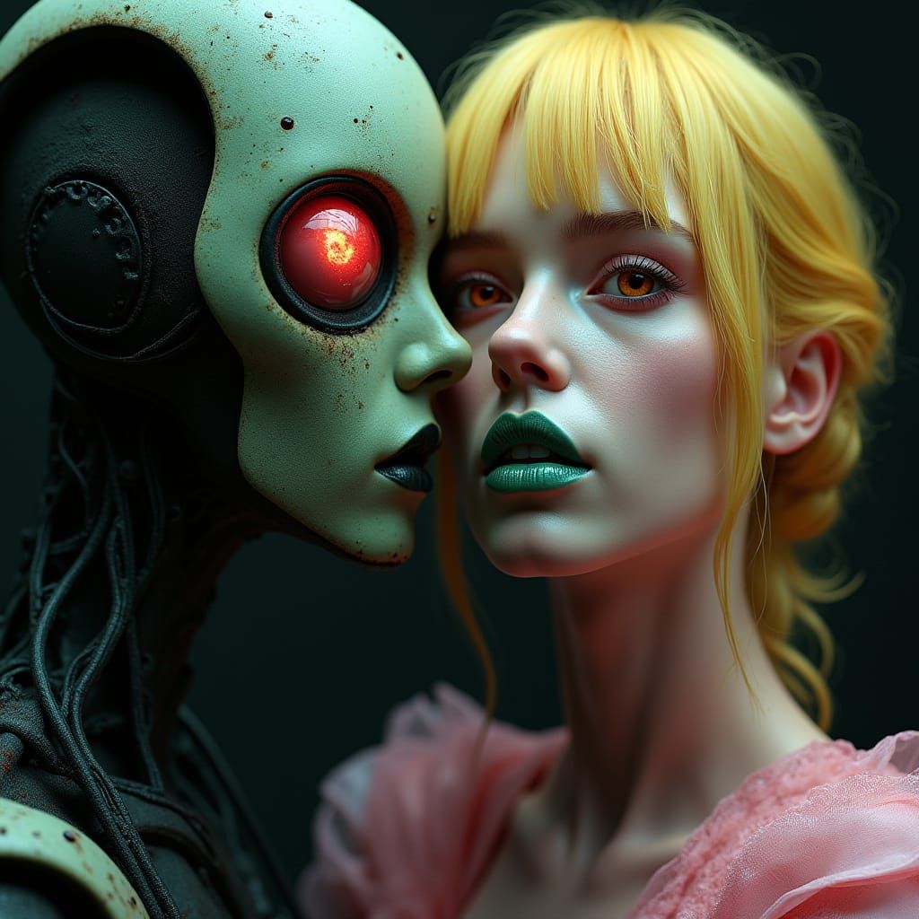 Cyberpunk Goddess with Biomorphic Android Cyborg