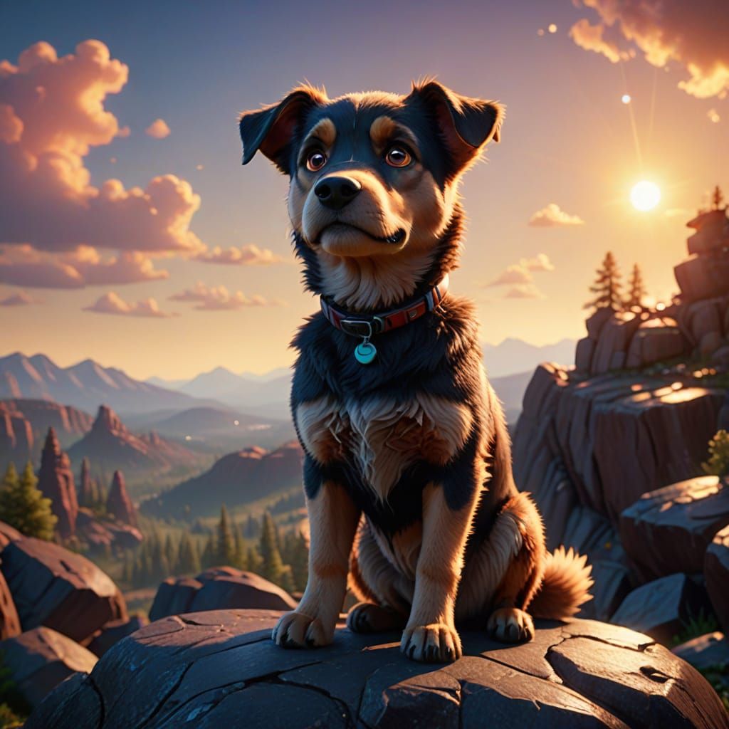 Cute Dog in Vibrant Pixar-Style 3D Digital Art