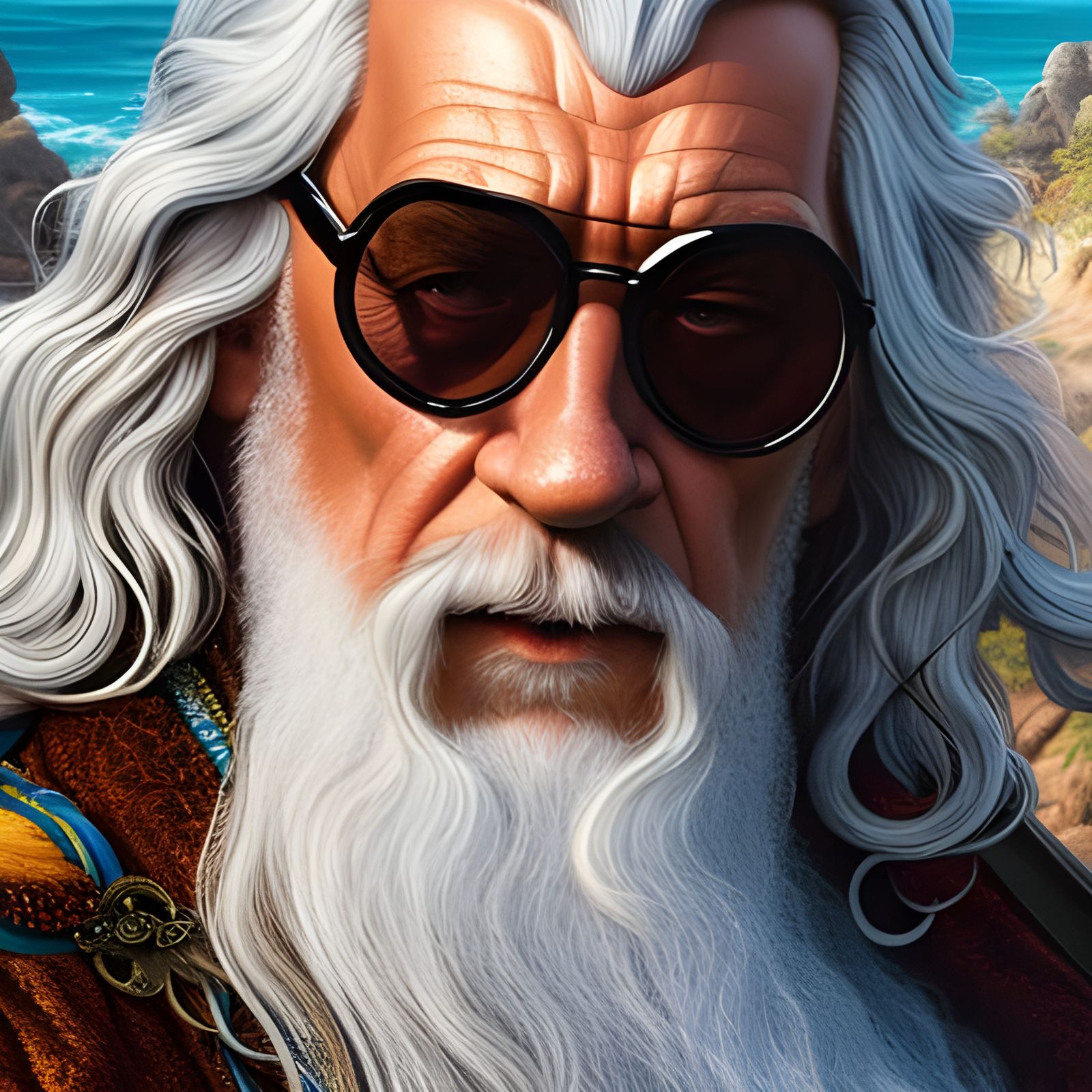Gandalf Relaxing at the Beach in Rococo Style