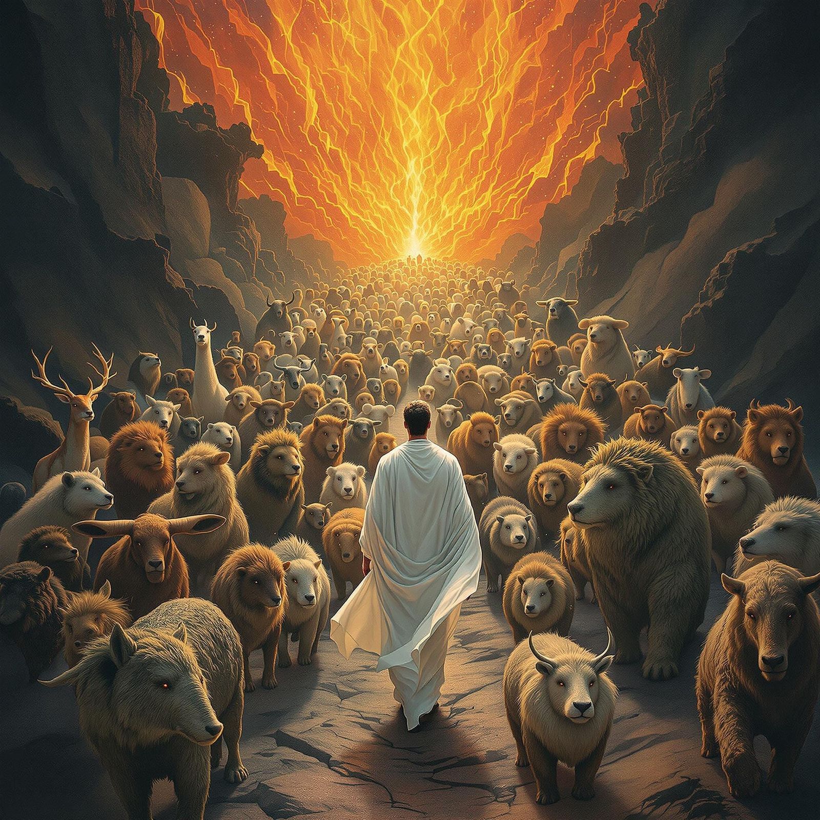 Animals Marching to Heaven, Surreal Digital Art