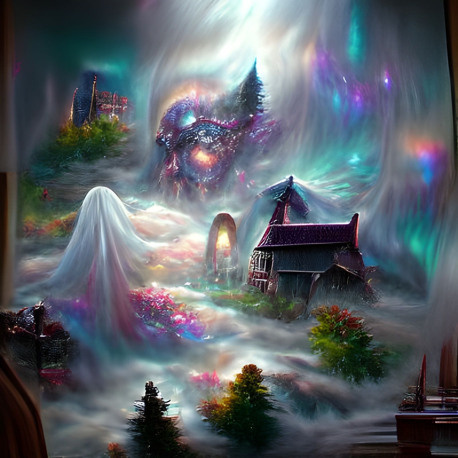 Ethereal Fantasy Landscape in Mixed Media