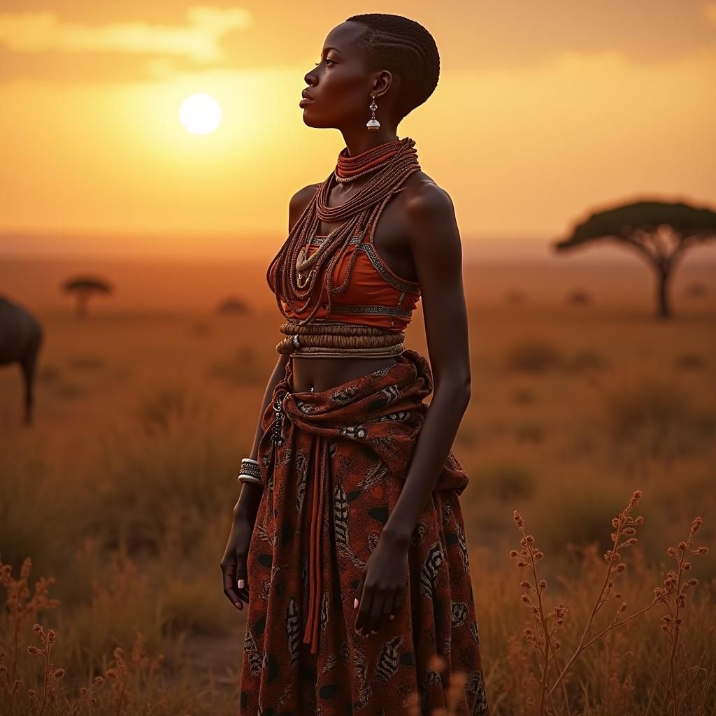 Venda Widow in Traditional Dress, Matte Painting