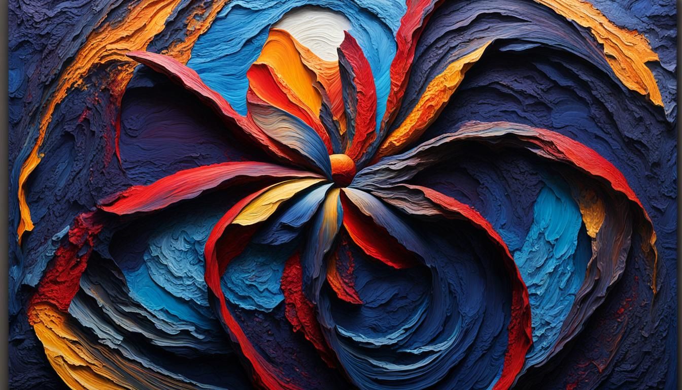 Vibrant Impasto Painting: Duality of Warm and Cold