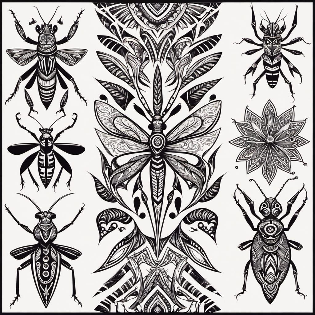 Tribal Tattoo Praying Mantis Designs