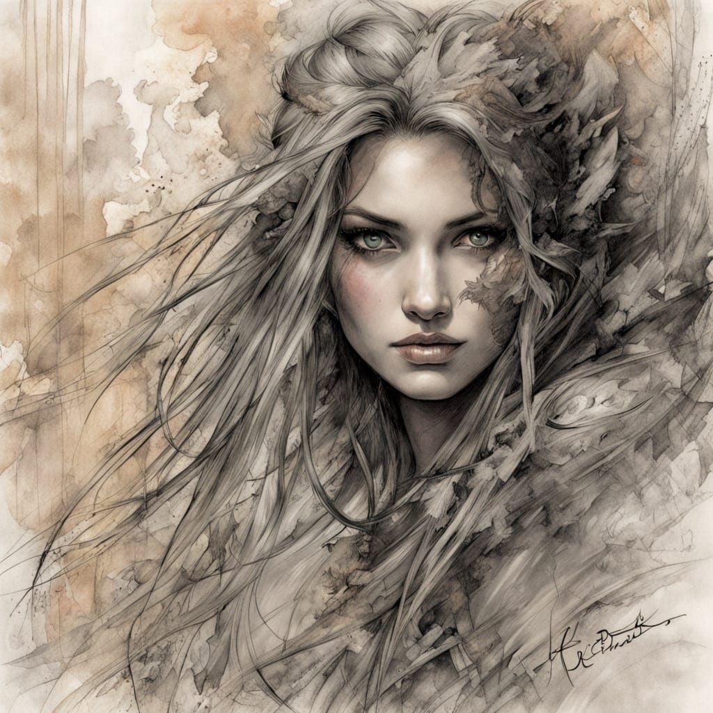 Sensual Art on Parchment with Bold Outlines