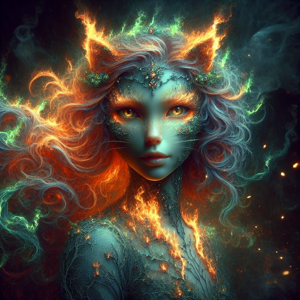 a fiery Catgirl