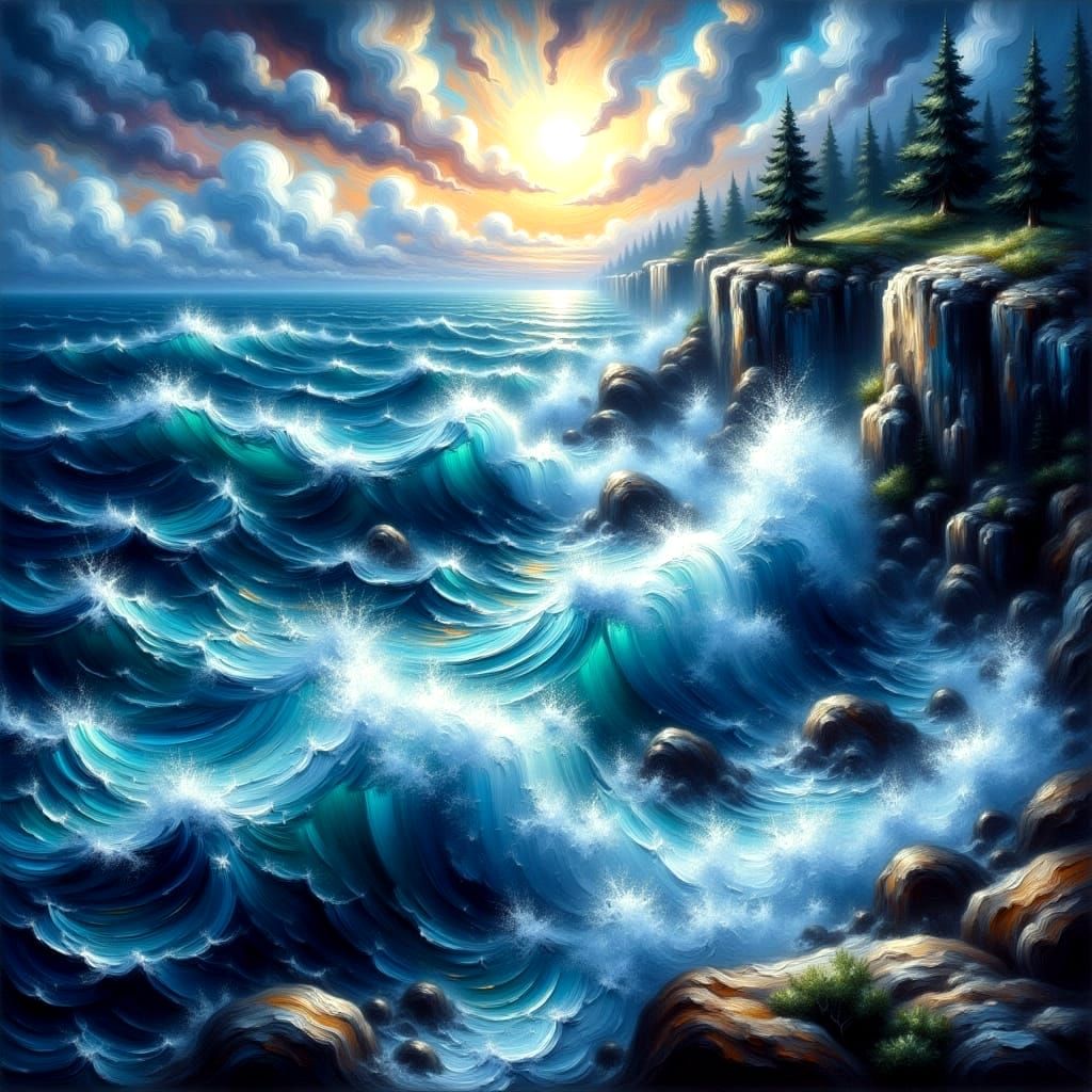 Underwater Seascapes in Oil Paint Style