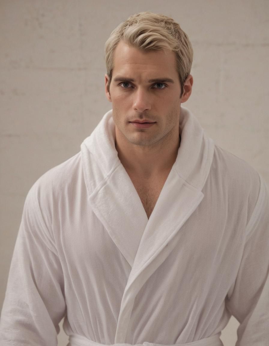 Hyperrealistic Portrait of Man in See-Through Bathrobe