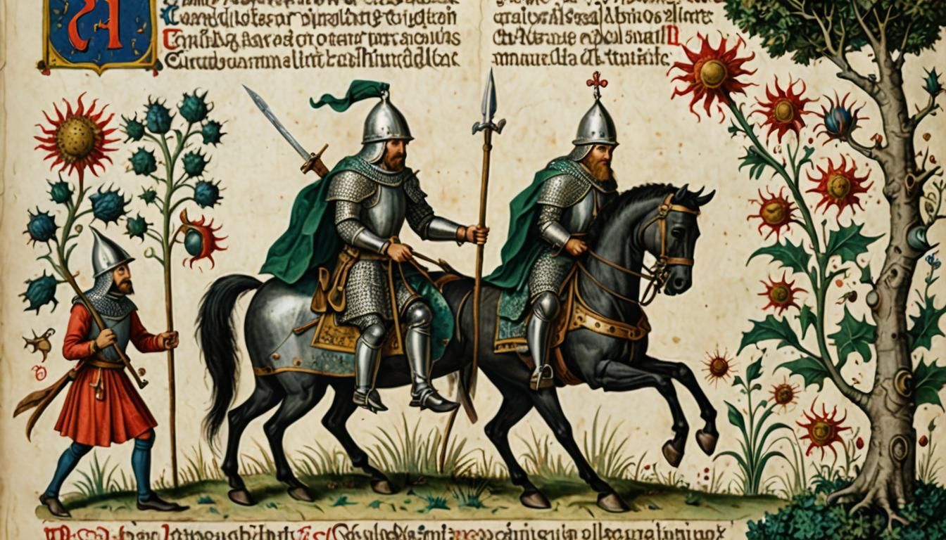 Medieval Crusader Illustration in Manuscript Style