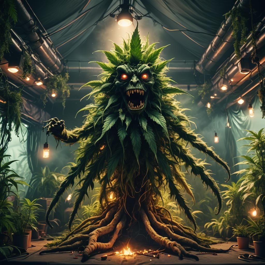 Cannabis Monster in LED Lit Tent