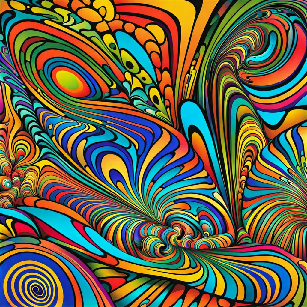 Psychedelic Pattern Art: Swirling Shapes and Colors