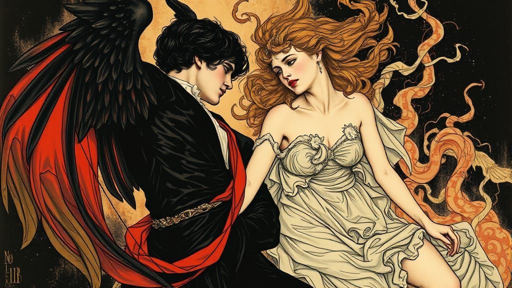 Lucifer's Intimate Portrait in a Dark, Romantic Style