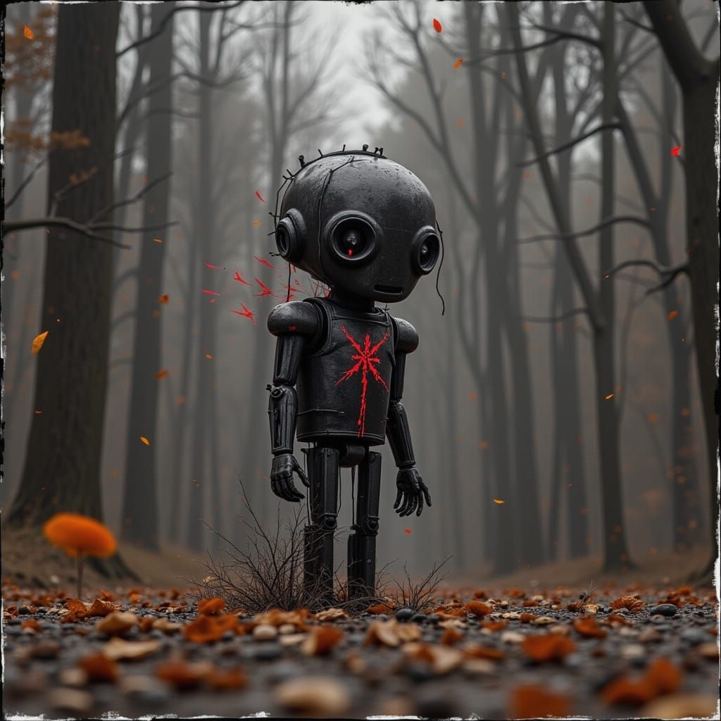 Cute Robot in Retro-Futuristic Style