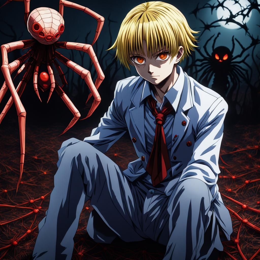 Terrifying Halloween Scene with Red-Eyed Character