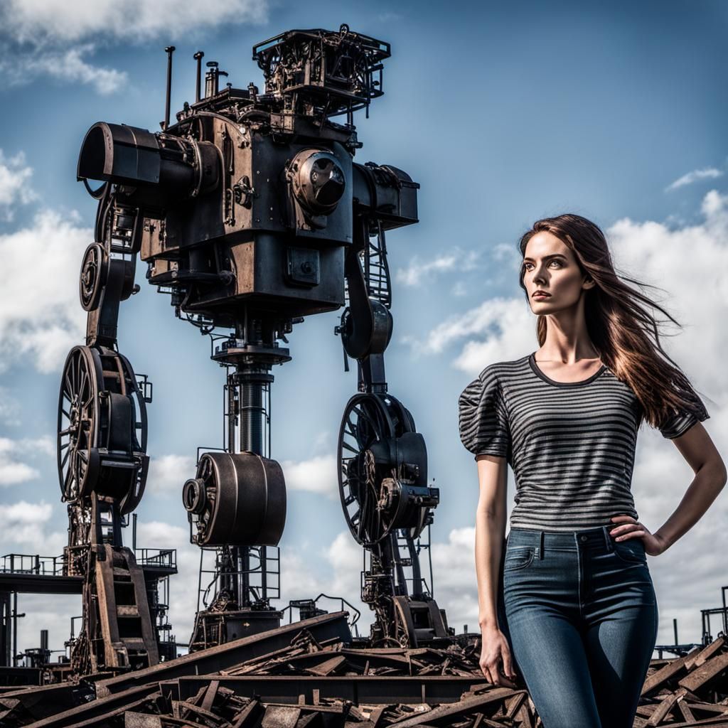Industrial Revolution Junk Heap with Woman