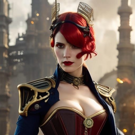 Steampunk Captain with Brass Goggles and Corset