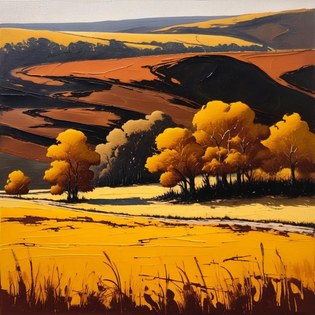 Autumn Landscape in Burnt Umber and Ochre