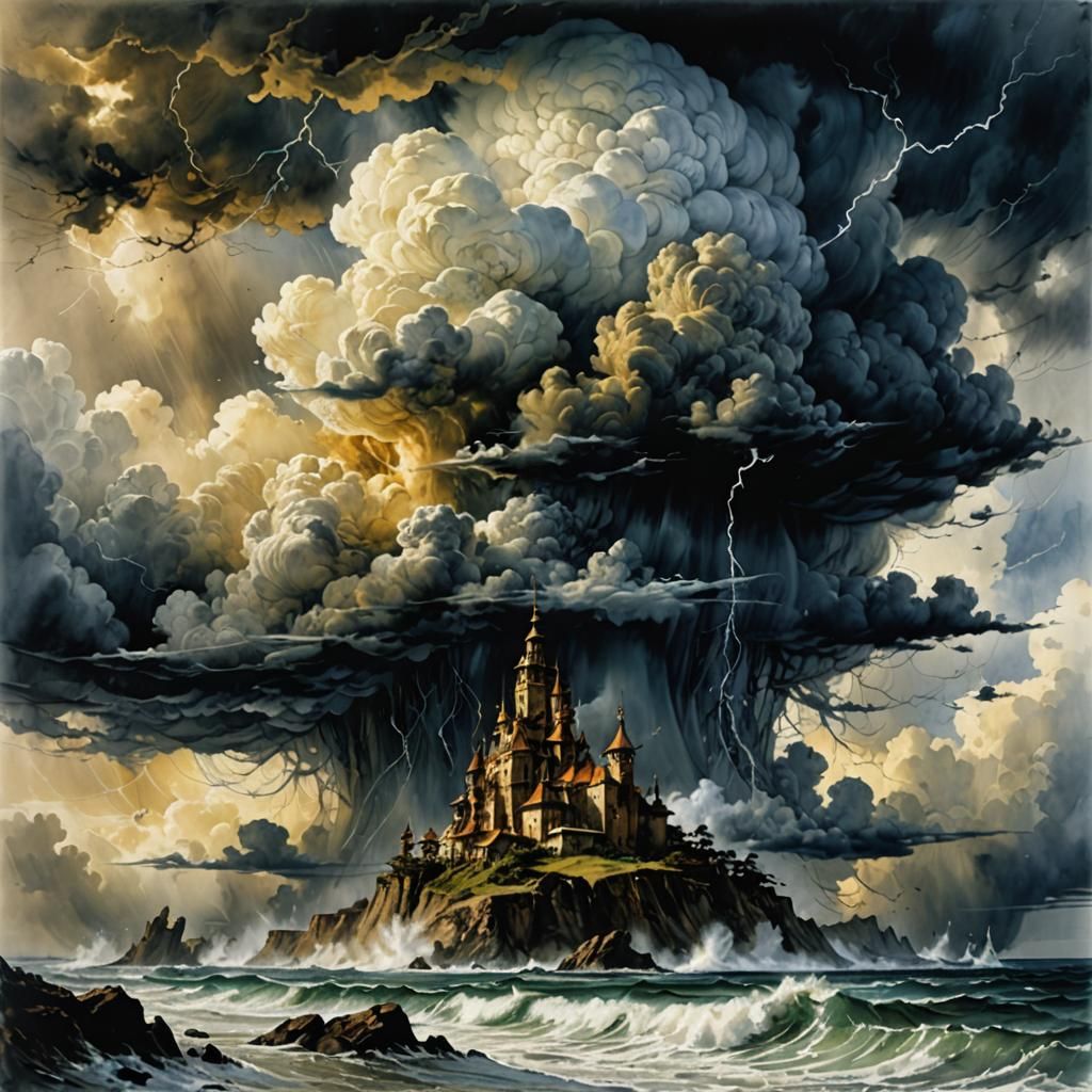 Storm Emerges: Watercolor Sketch of Extreme Weather