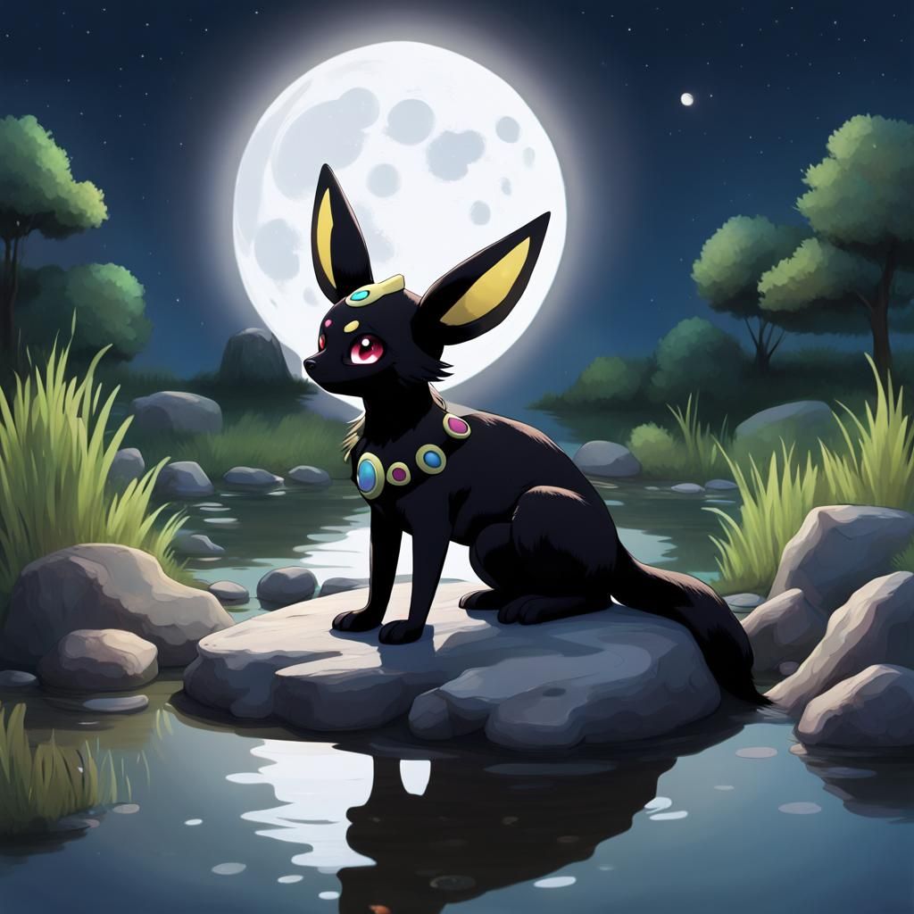 Umbreon in Moonlit Pond