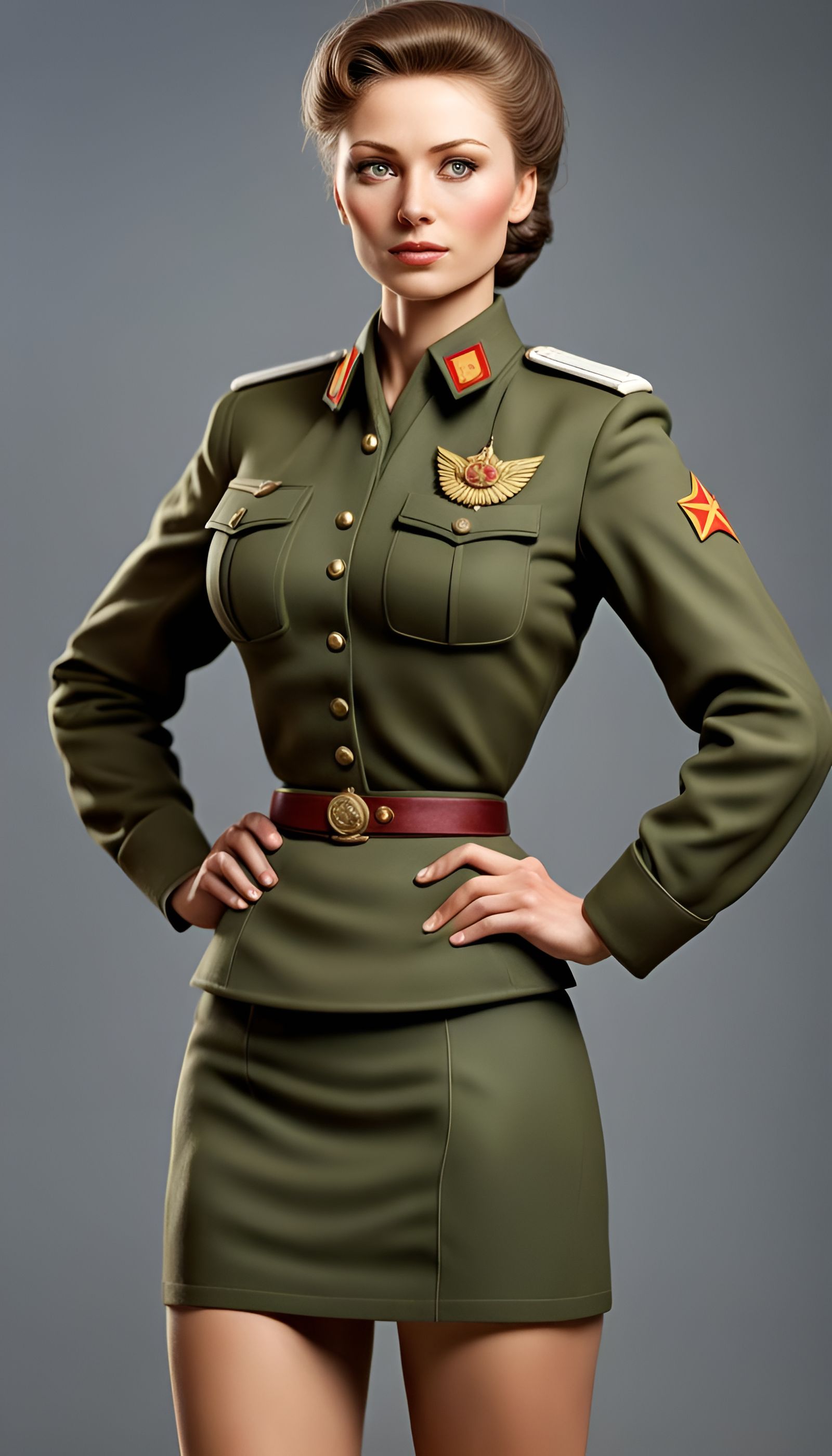 Female Soviet Officer in Realistic Style
