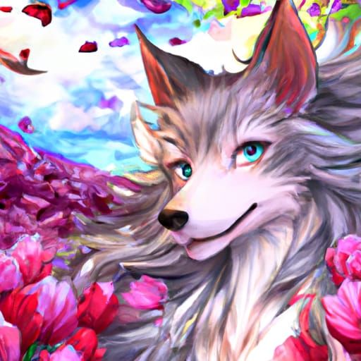 Anime-Style Tulip Wolf Illustration