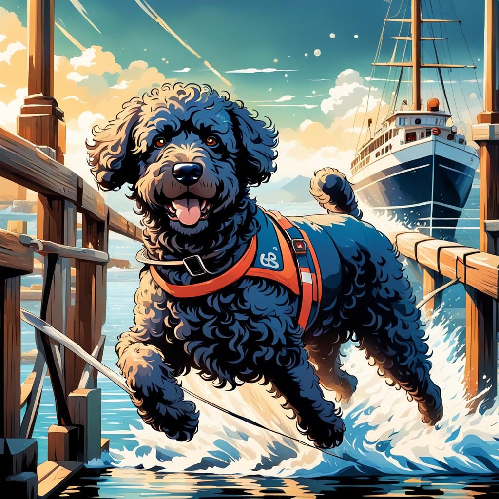 Energetic Portuguese Water Dog Cel-Shaded Manga Scan