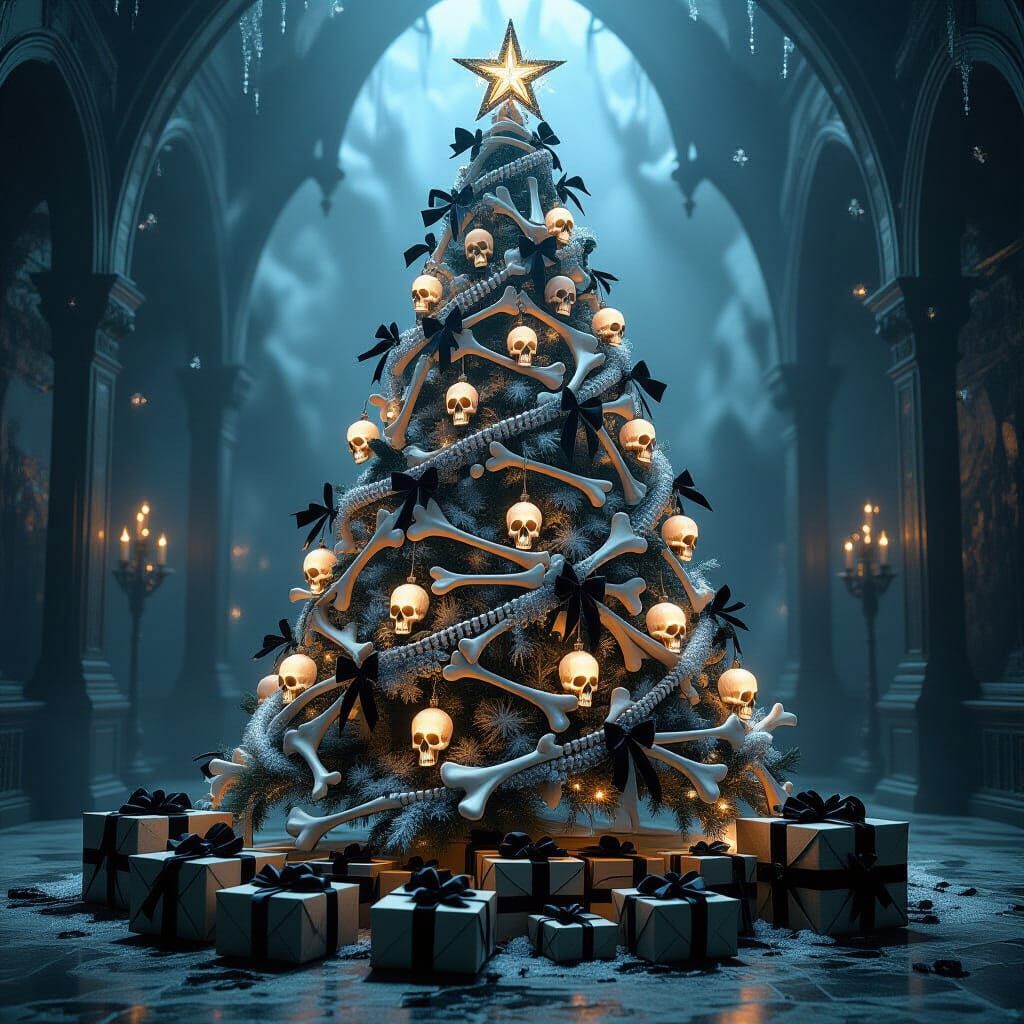 Gothic Christmas Tree of Bones and Souls