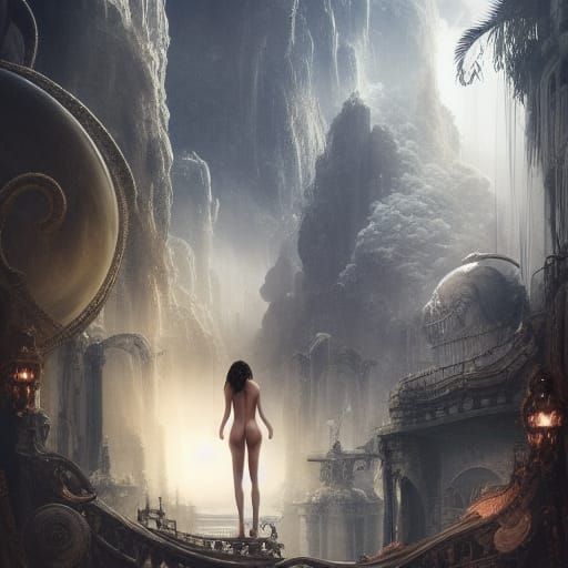Epic Nude Figure: Cinematic Digital Matte Painting