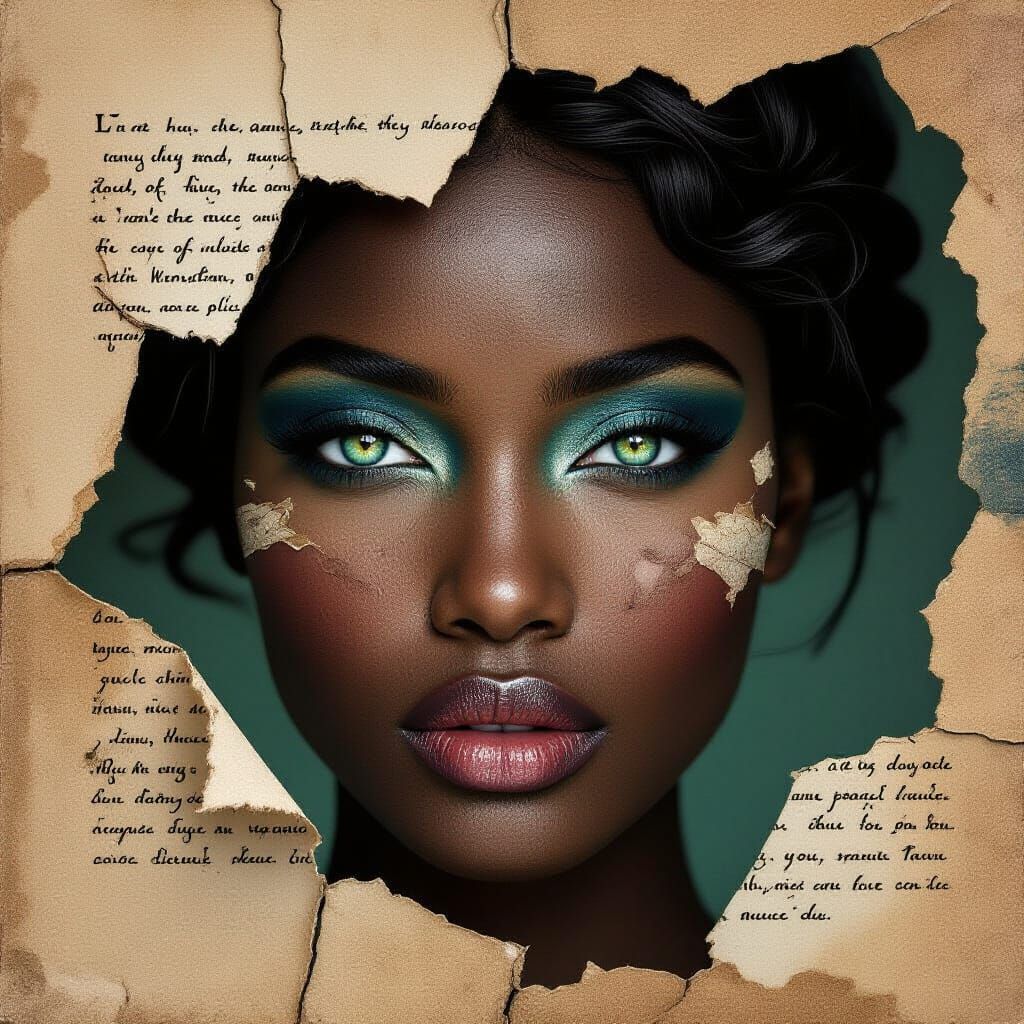 Surreal Portrait of Woman Blended With Vintage Collage