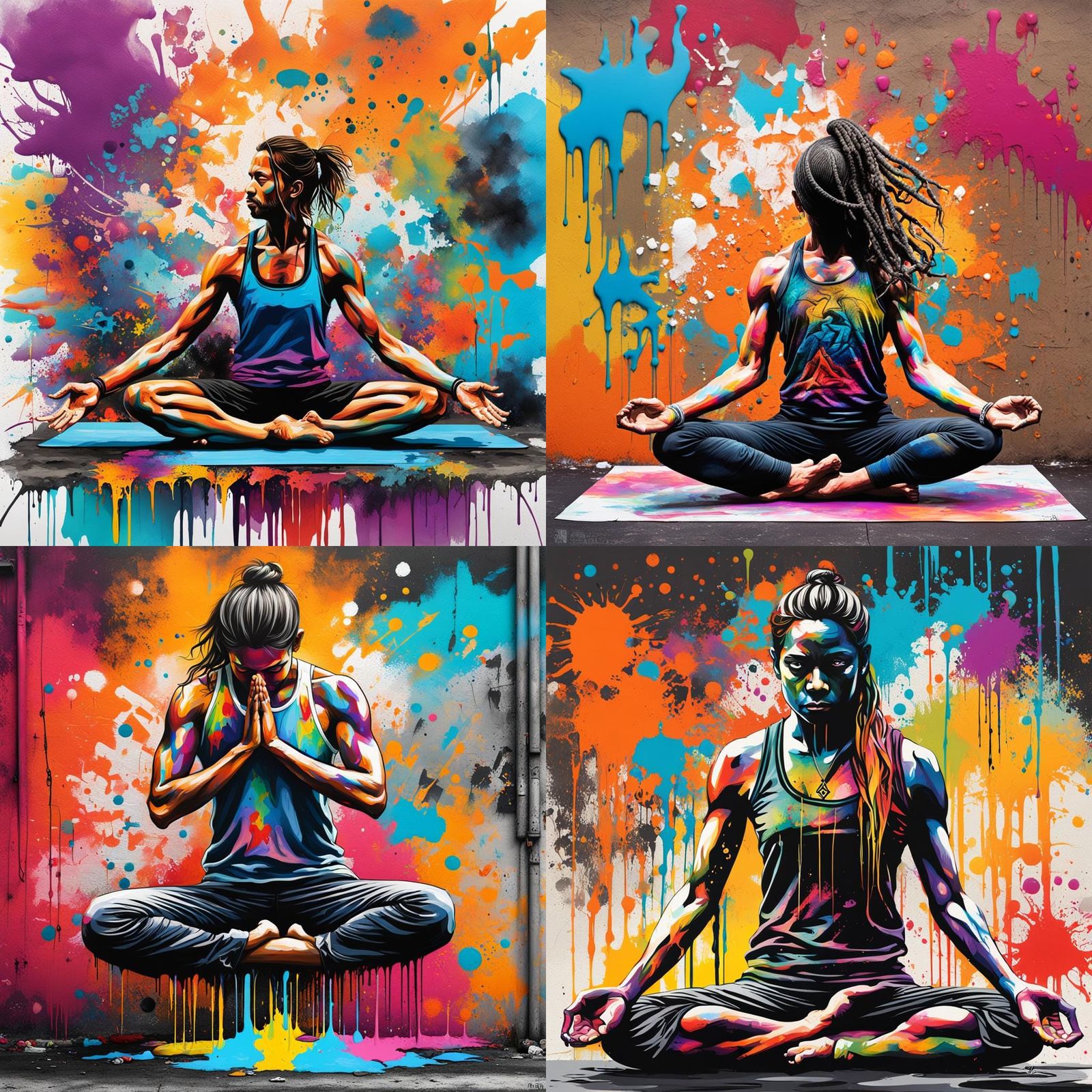 Ashtanga Yoga Poses in Graffiti Splash Art